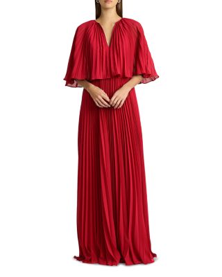Zac Posen - Pleated Chiffon Cape Dress