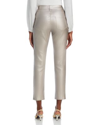 Lennon High Rise Straight Jeans in Silver Metallic