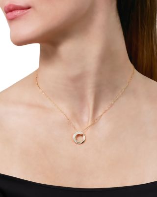 18K Yellow Gold Like Diamond Pav&eacute; Circle Pendant Necklace, 14-16" - Exclusive, Italy Campaign