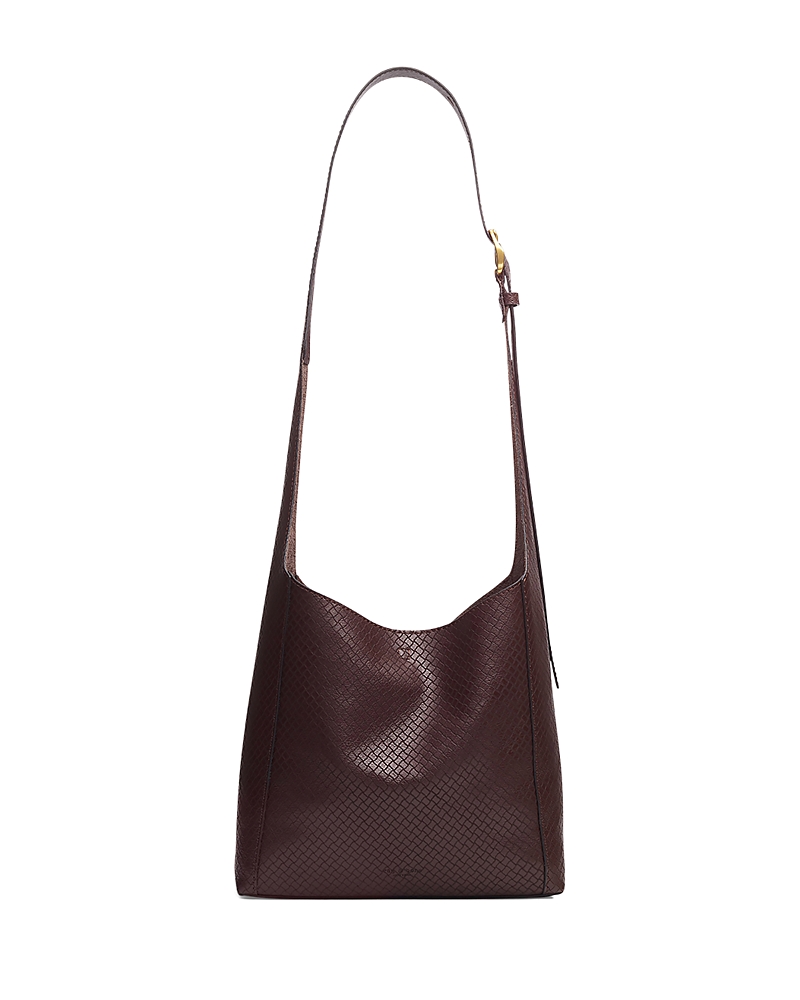 Rag & Bone Small Belize Basketweave Embossed Leather Shopper In Dark Espresso