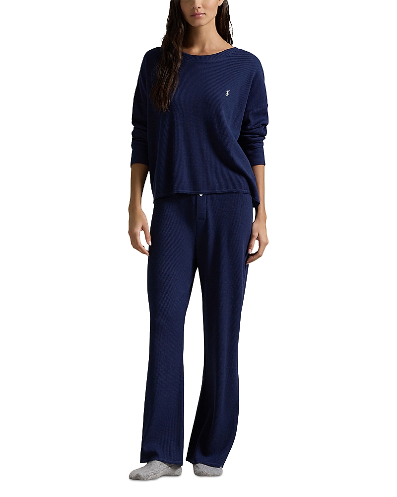 Polo Ralph Lauren Waffle Pajama Set In Navy