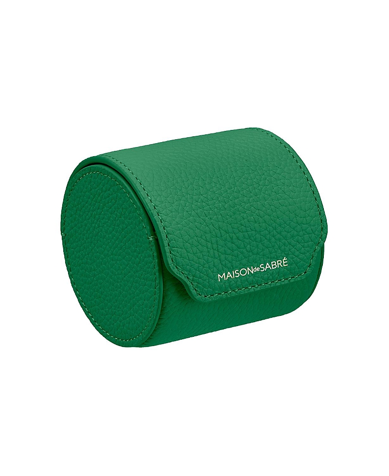 Maison De Sabre Leather Watch Roll In Emerald Green