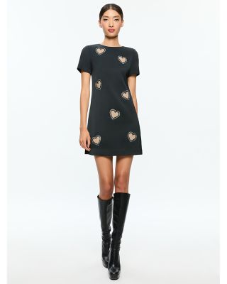 Alice and Olivia Clyde Heart Embellished Shift Dress