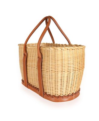 Garden Party Leather Straw/Raffia Handbag