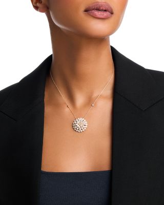 Diamond Pav&eacute; Flower Pendant Necklace in 14K Yellow Gold, 1.50 tcw 