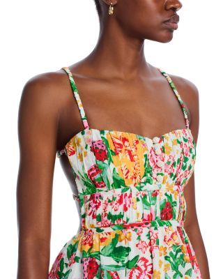 Floral Sketch White Midi Dress