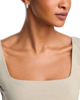 Diamond Huggie Hoop Earrings in 14K White Gold, 2.0 tcw 