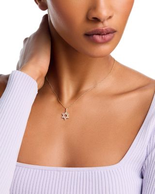 Diamond Star of David Pendant Necklace in 14K Yellow Gold, 0.25 tcw 