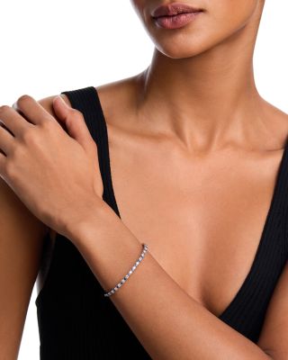 Blue Sapphire and Diamond Bangle Bracelet in 14K White Gold