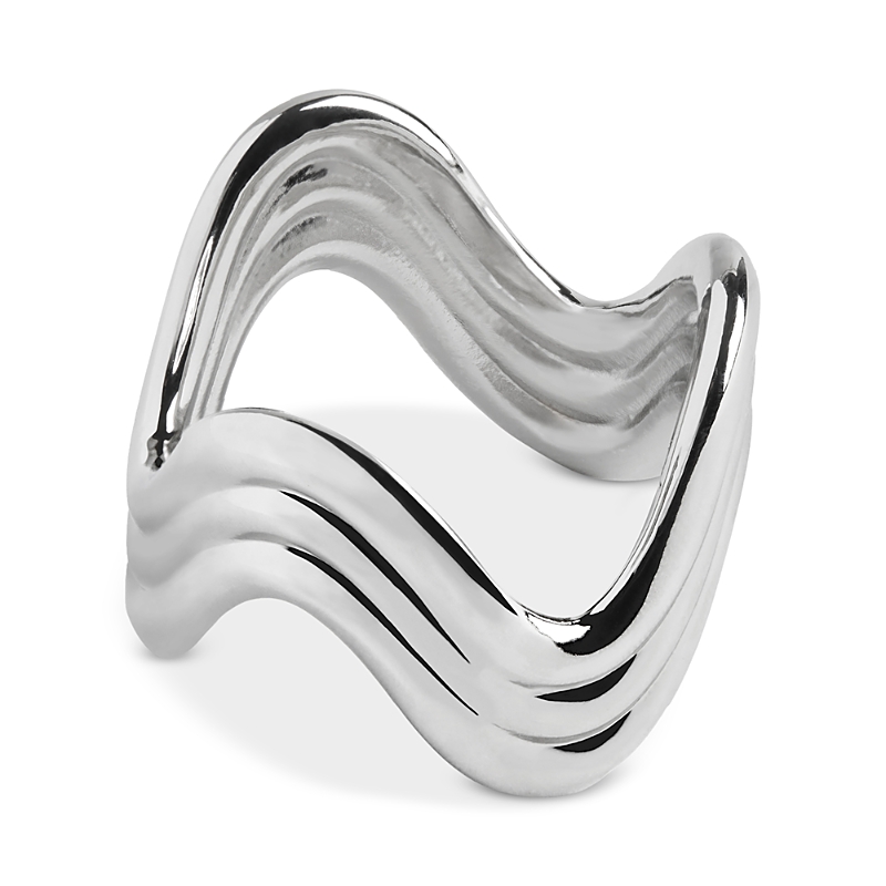 L'objet Platinum Tone Ripple Napkin Rings, Set Of 4 In Platinum