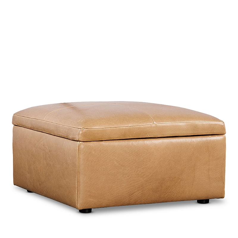 Bloomingdale's Alice Medium Square Storage Ottoman, In Leather In Amici Smoke