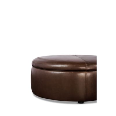 Alta Large Round Storage Ottoman, in Leather