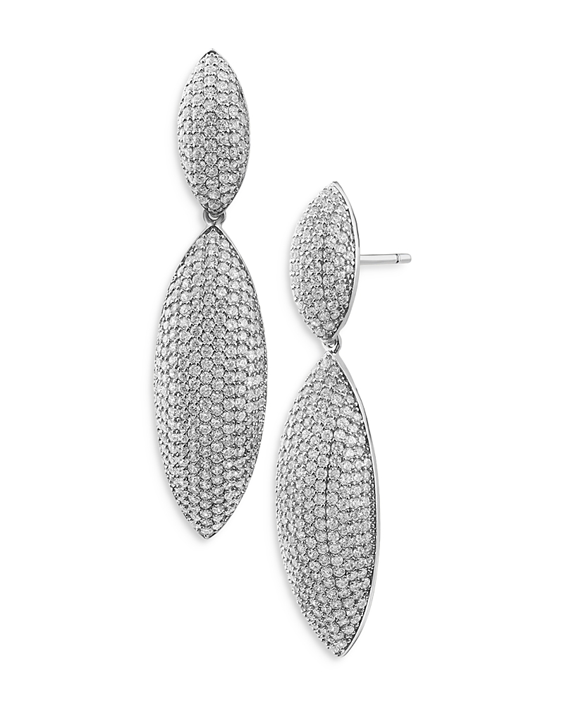 Kenneth Jay Lane Pave Cubic Zirconia Double Marquise Drop Earrings