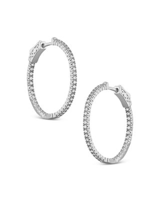 Kenneth Jay Lane - Pav&eacute; Hoop Earrings in Rhodium Plated