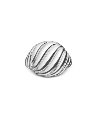 Sterling Silver Sculpted Cable Pinky Ring