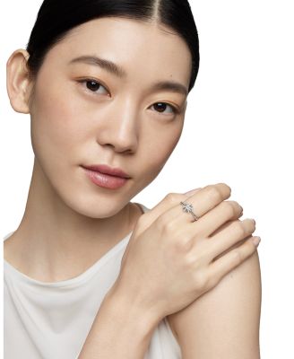 Sterling Silver Petite Starburst Station Ring with Diamonds