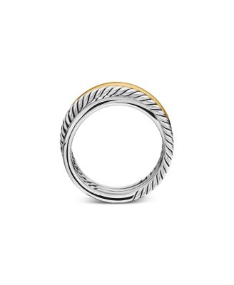 Crossover Band Ring in Sterling Silver with 18K Yellow Gold, 6.8mm