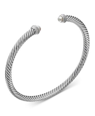 Cable Classic Bracelet with Cultured Freshwater Pearls and Diamonds