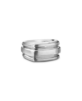 David Yurman - Men's Sterling Silver & Black Enamel Deco Cigar Band Ring