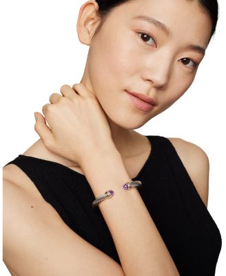 Cable Classics Bracelet with Gemstones, 14K Yellow Gold & Sterling Silver, 7mm