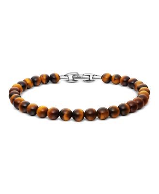 David Yurman - Men's Spiritual Beads Bracelet in Sterling Silver with Tigers Eye, 6mm