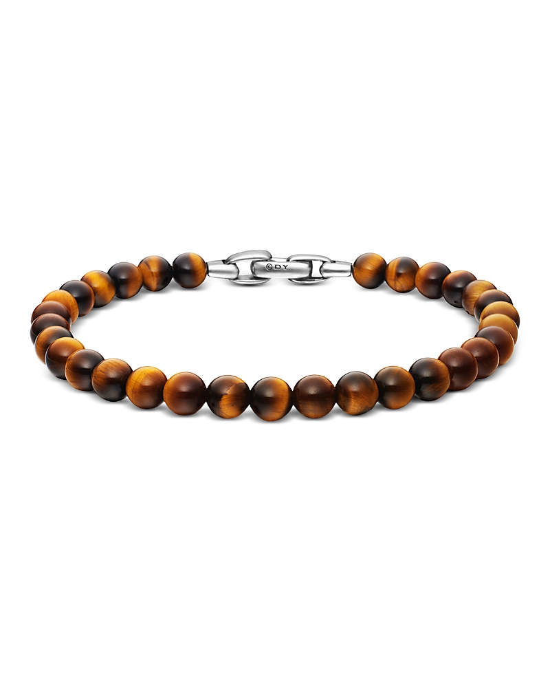 David Yurman Men's Spiritual Beads Bracelet in Sterling Silver with Tigers Eye, 6mm