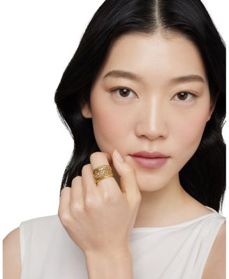 Stax Five Row Ring in 18K Yellow Gold with Diamonds, 15mm