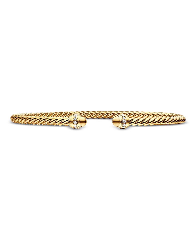 Classic Cablespira Bracelet in 18K Yellow Gold with Diamonds, 3mm