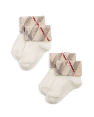 Burberry - Unisex Check Cuff Socks, 2 Pack - Baby