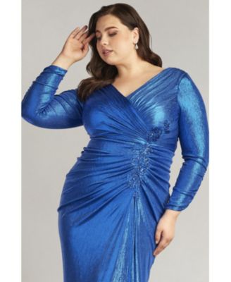 Plus Voll Draped Metallic Jersey Gown