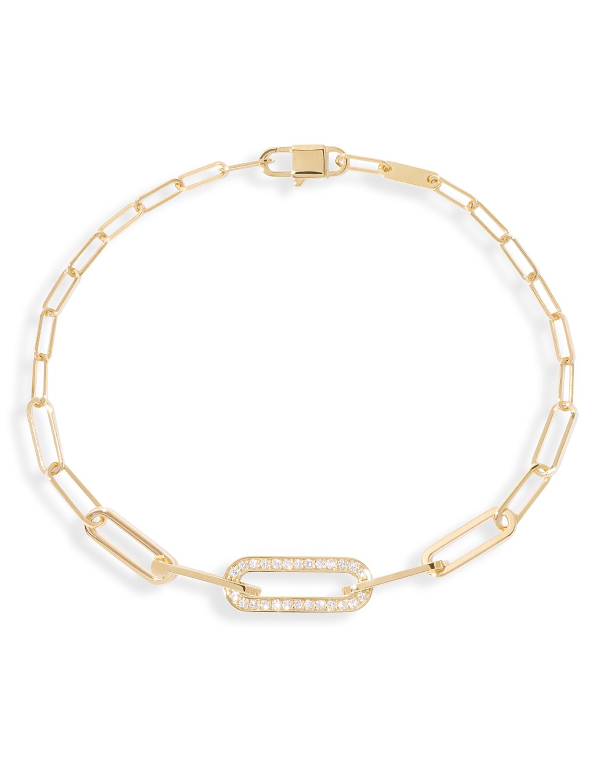 Dinh Van 18K Yellow Gold Maillon Diamond Pave Small Link Bracelet