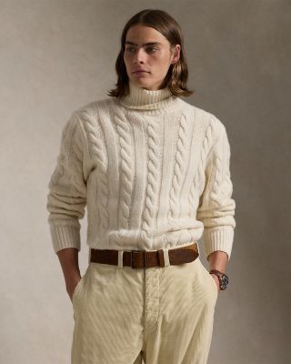 Polo Ralph Lauren - Cable Knit Wool Cashmere Turtleneck Sweater