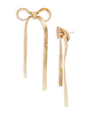 AQUA - Snake Chain Bow Statement Earrings - Exclusive
