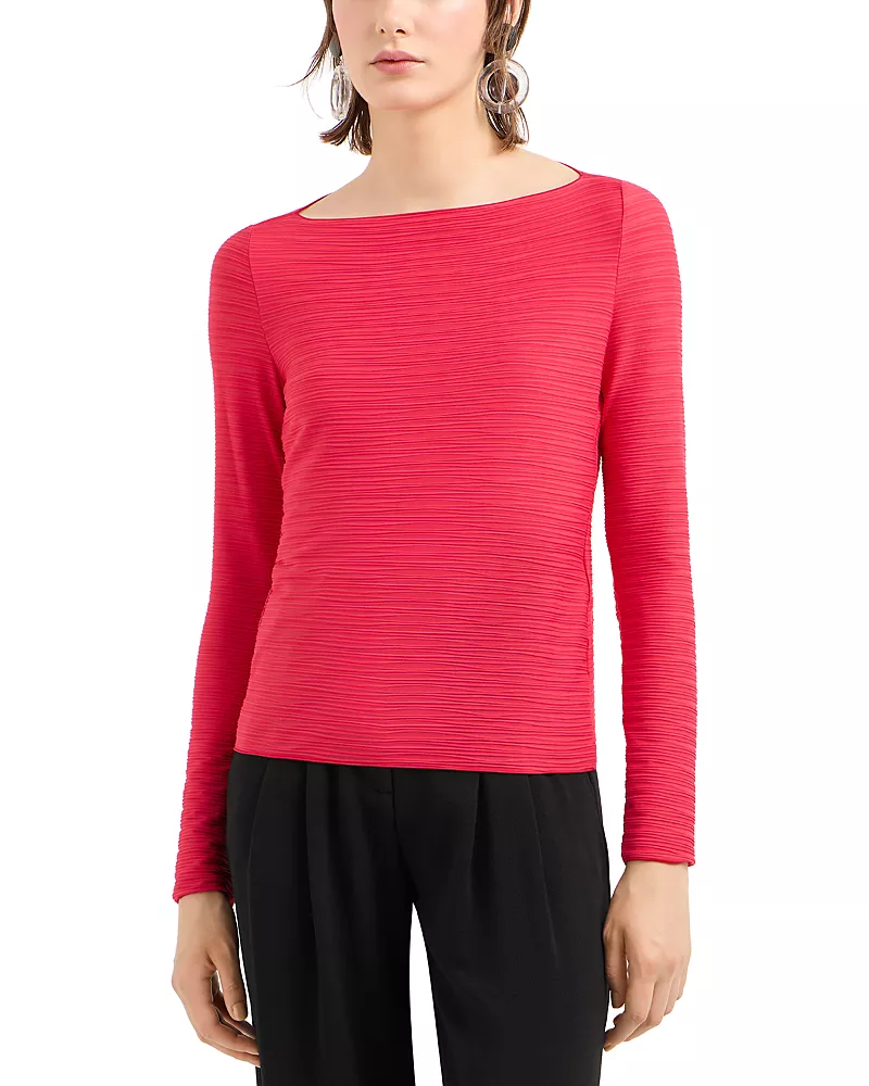 Emporio Armani Stretch Jacquard Jersey Long Sleeve Top
