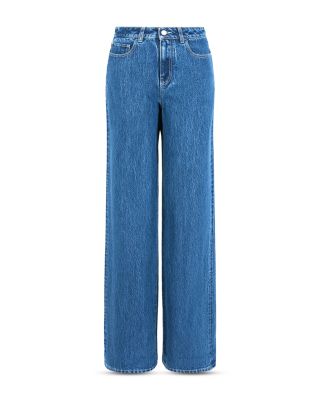 Emporio Armani High Rise Wide Leg Jeans in Medium Blue