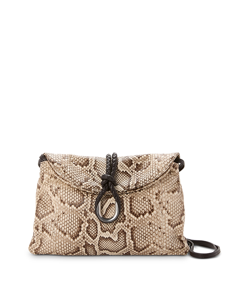 Bottega Veneta Small Liberta Double Flap Python Crossbody Bag In Rock Bone/fondant