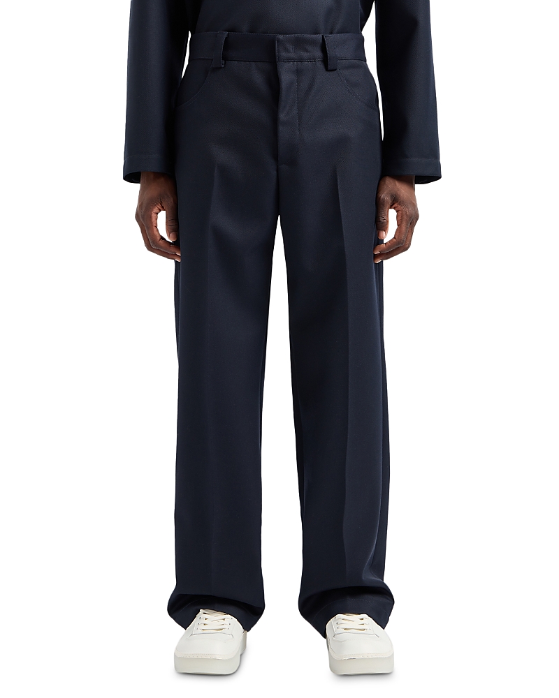Emporio Armani Compact Heavy Gabardine Regular Fit Wide Leg Pants
