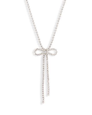 AQUA - Crystal Bow Lariat Necklace, 17"-20" - Exclusive