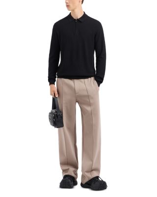 Wool Diamond Jacquard Regular Fit Quarter Zip Polo Sweater