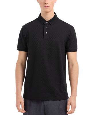 Emporio Armani Cotton Jersey Diamond Jacquard Regular Fit Polo Shirt