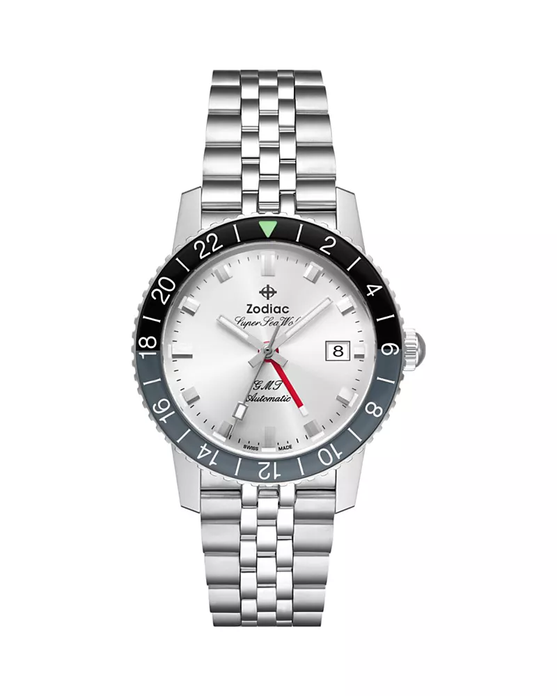Zodiac Gmt Automatic Stainless Steel Watch, 40mm