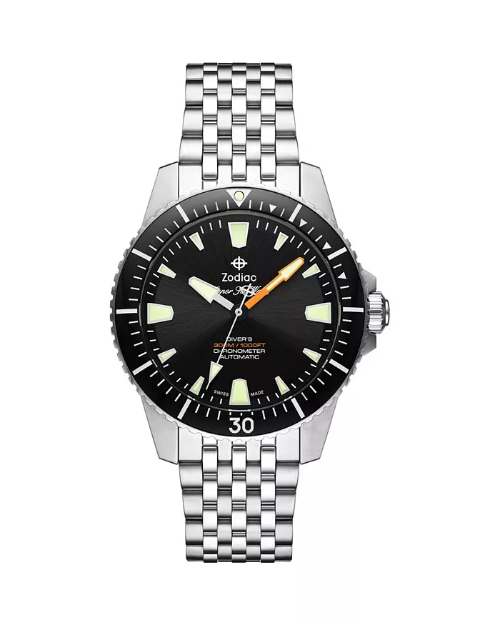 Zodiac Super Sea Wolf Pro-Diver COSC Automatic Black Dial Men's Watch (ZO3552)