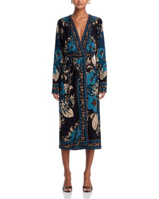 Blossom Tapestry Black Midi Dress