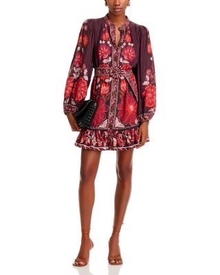 FARM Rio Gigi Tapestry Brown Mini Dress | Bloomingdale's Women