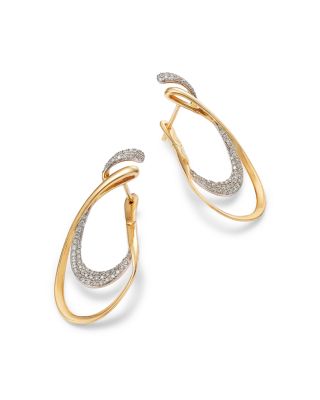 14K Yellow Gold Diamond Twist Drop Earrings, 0.30 tcw