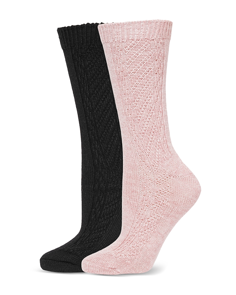 Hue Assorted 2-pack Seed Stitch Boot Socks In Pink