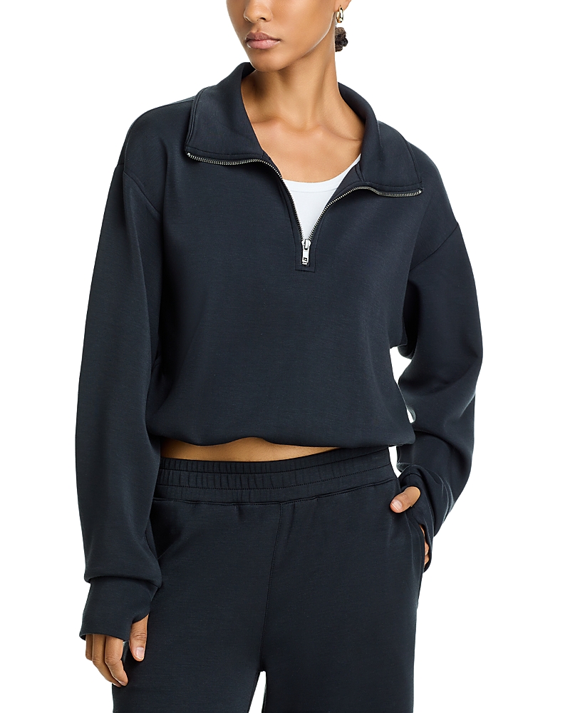 Vintage Havana Cloud Fleece Quarter Zip Sweatshirt In Black
