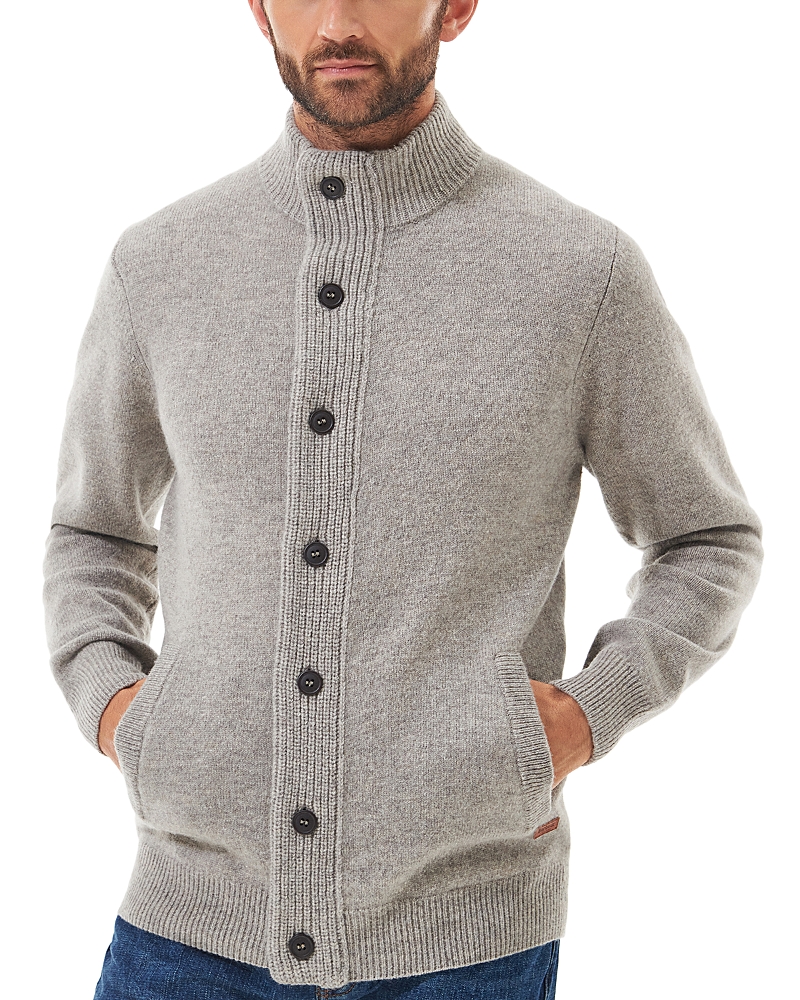 Barbour Maglia Essential Patch Zip Grigio In New Stone