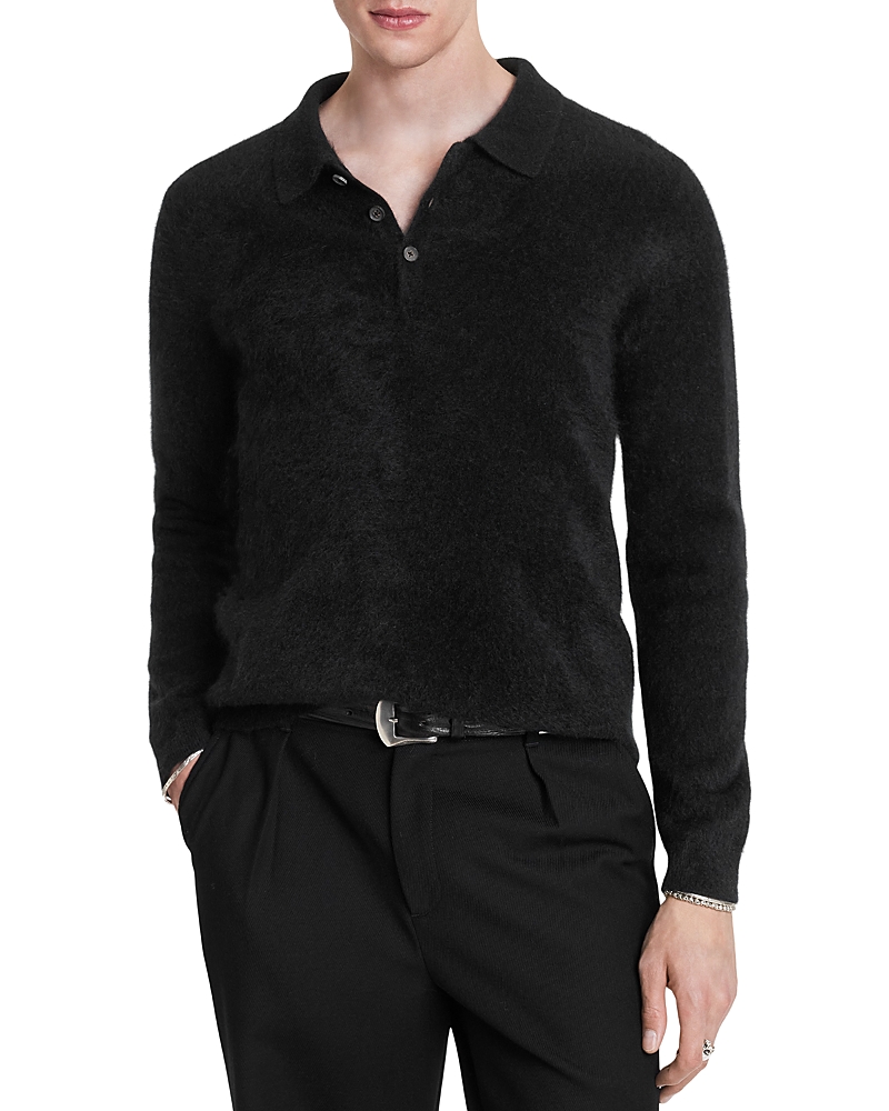 John Varvatos Verona Long Sleeve Cashmere Polo Sweater In Black