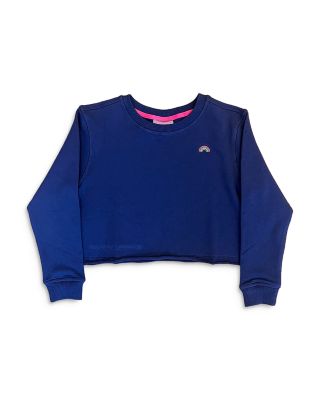 Terez - Girls' Cotton Raw Edge Cropped Sweatshirt - Little Kid, Big Kid